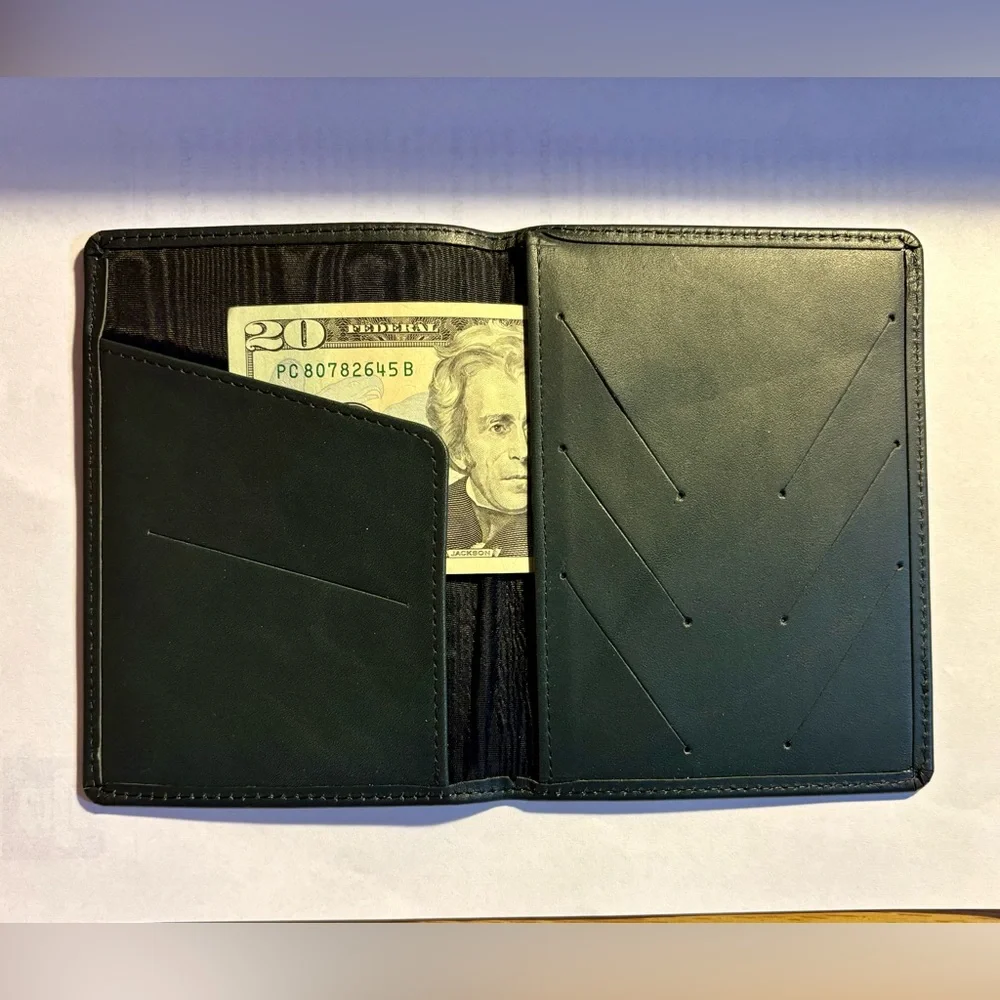 Passport Holder/Travel Wallet, Full Grain Leather, Black.  NIB